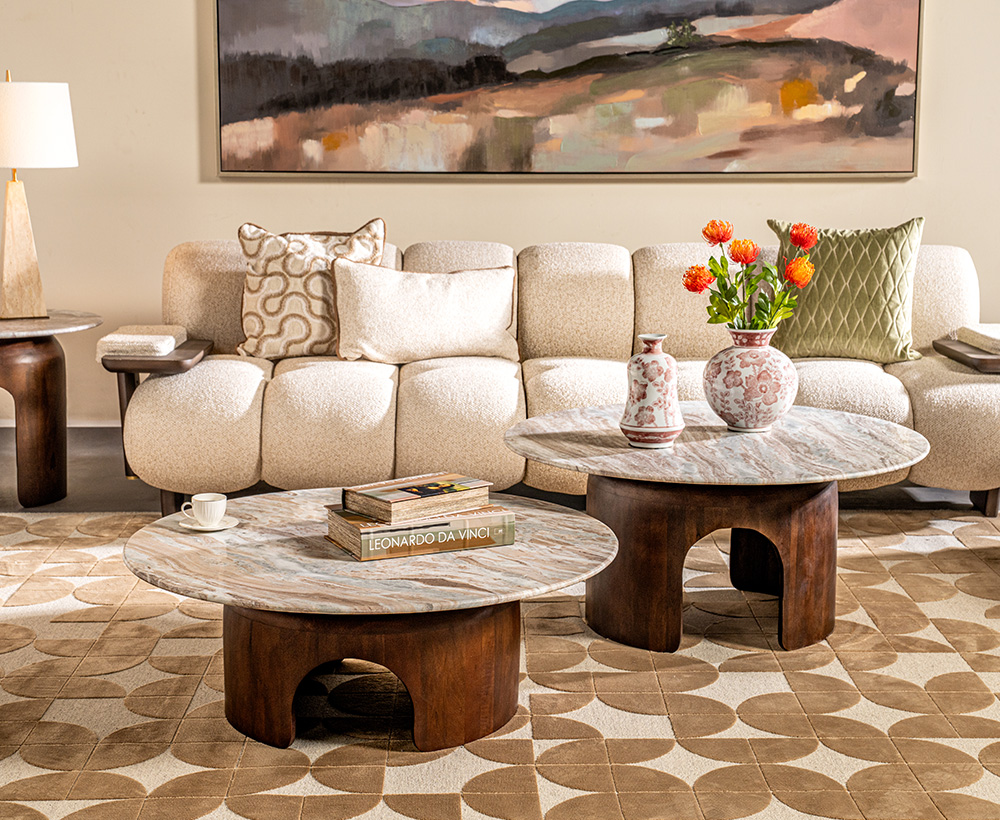 Twizel Pink Morachana Marble Top Coffee Table