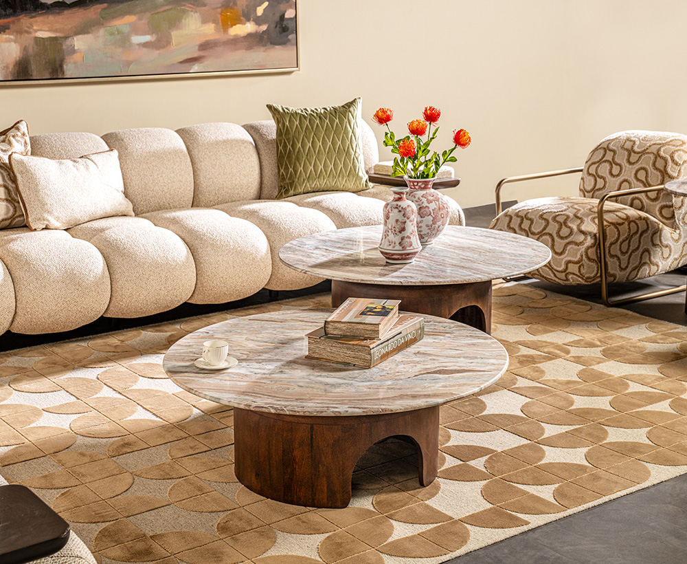 Twizel Pink Morachana Marble Top Coffee Table