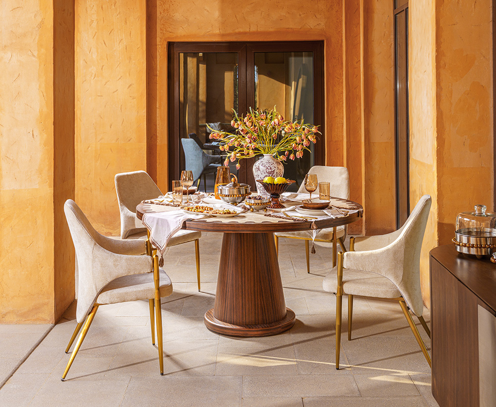 Harbor 6str dining table dia150*76natrl