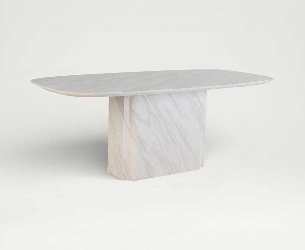 Soleir 6 seater faux marble top dining table