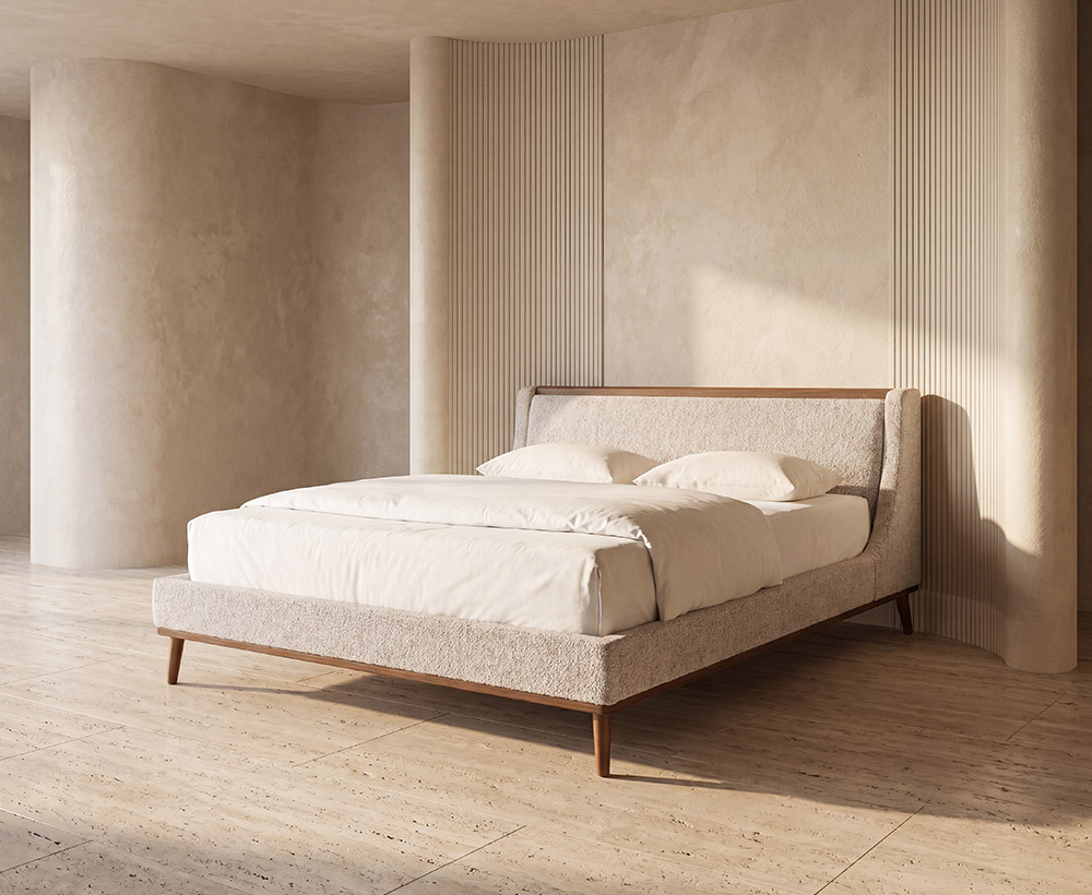 Bisbee King Bed Beige - 180X200 CM