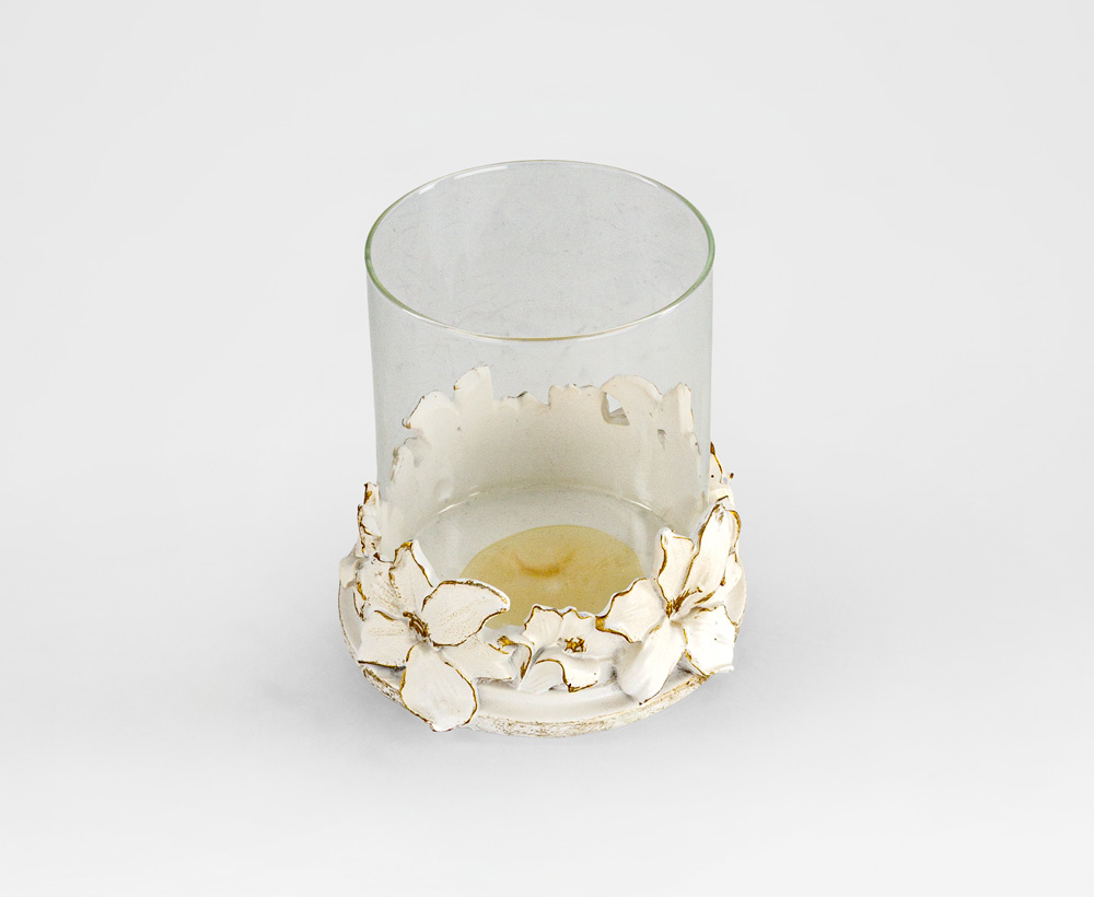 Petalz Polyresin Candleholder - 13.7X12.6 CM